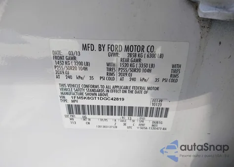 2013 Ford Explorer Sport from USA, damaged, VIN 1FM5K8GT1DGC42819